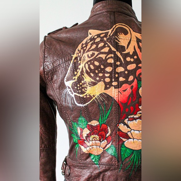 Custom Painted Leather Jacket - Picture 4 of 5